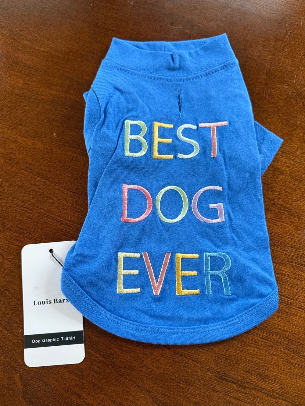 Puppy Dog Shirt Louis Barx Blue 'Best Dog Ever' Embroidered Pet Tee Shirt